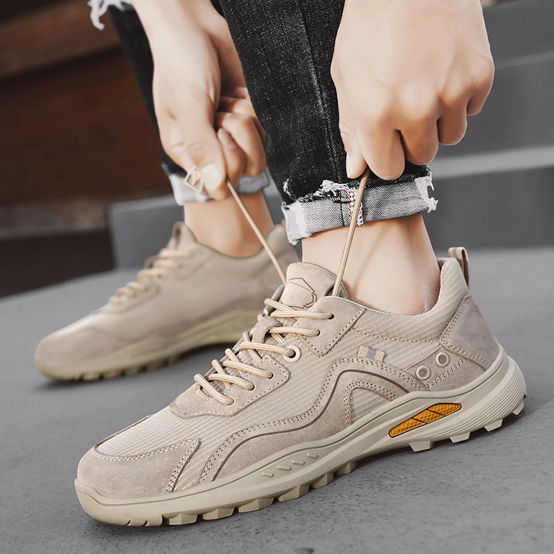 男鞋春季新款大码皮面透气软底登山鞋男士潮流运动鞋休闲跑步潮鞋