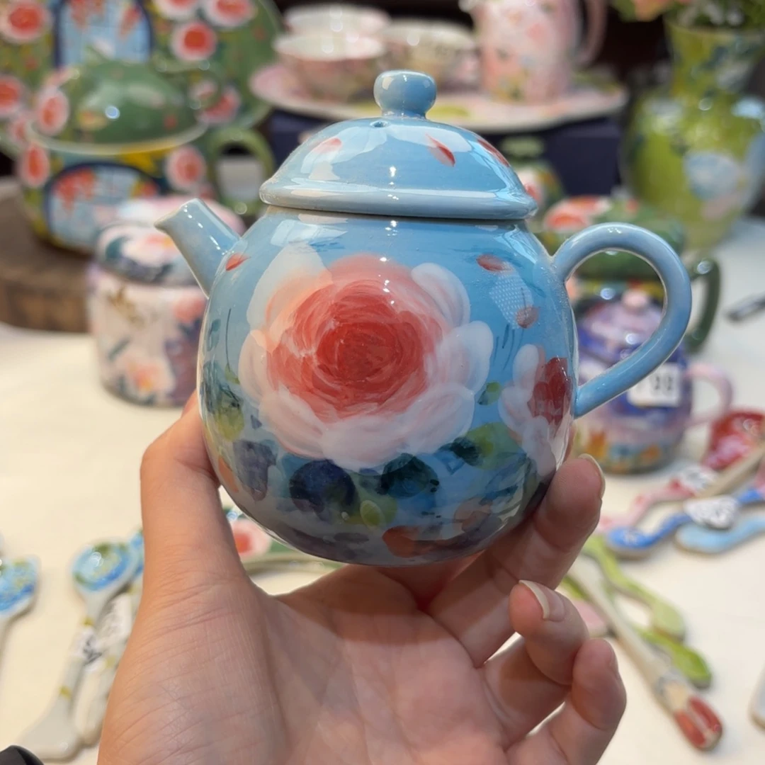 l**n景德镇手绘高温釉下彩陶瓷茶具