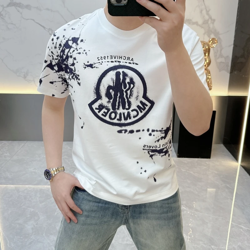 冰希欧版.高端名品男士圆领T恤休闲舒适透气纯棉短袖2025夏季新款