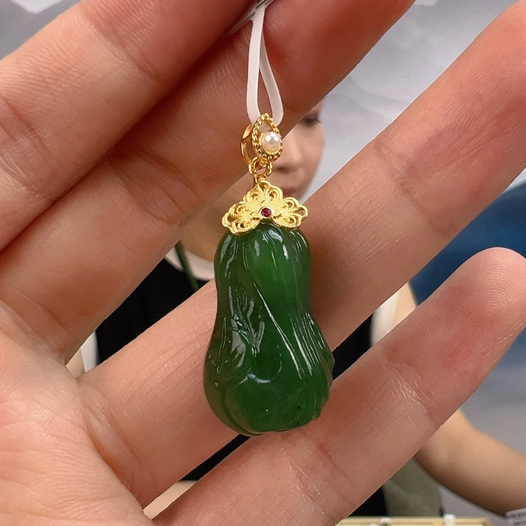 和田玉（碧玉）银S925镶嵌颈饰