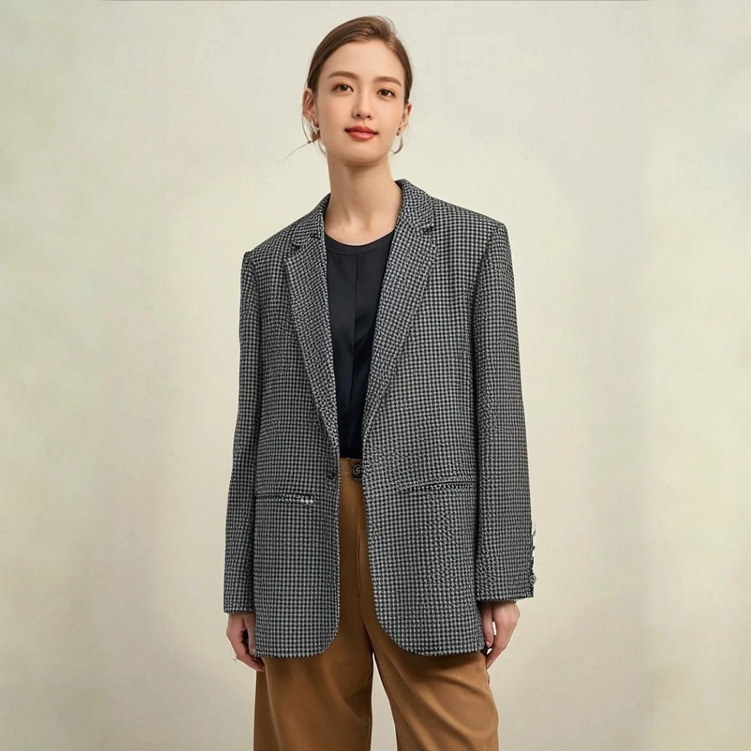 ZW25-234【私人订制级别】高端柞蚕丝老料休闲西服女款长袖