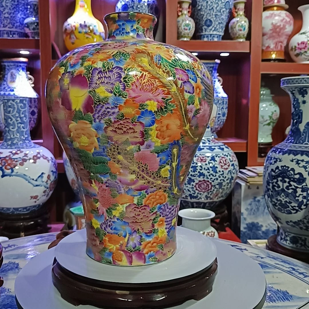 景德镇手绘陶瓷花瓶我****桥