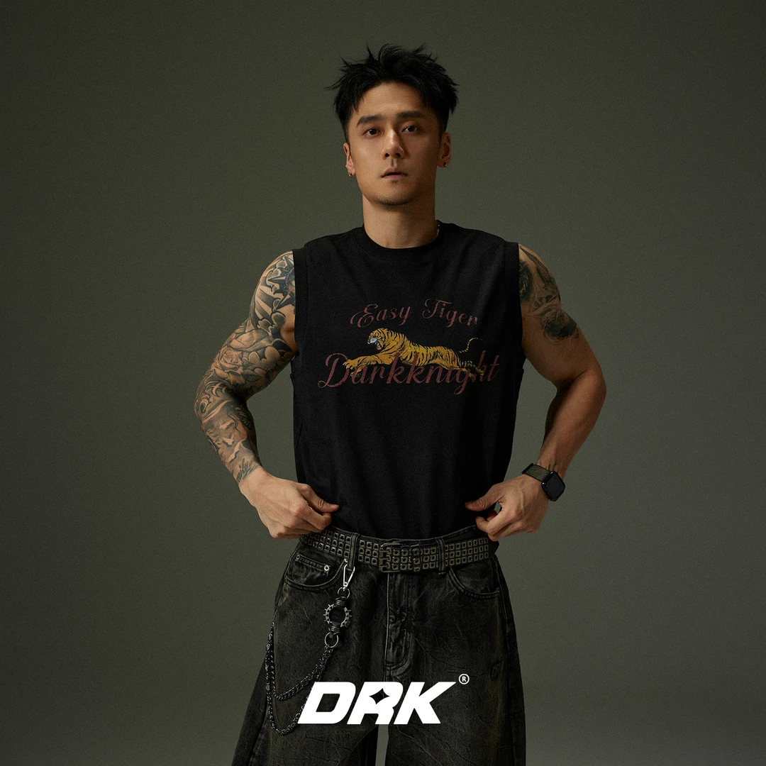 DRK【回溯系列】老虎印花背心美式运动休闲复古宽松做旧防螨凉感