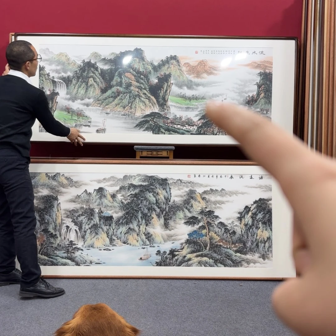 国画带框绘画210/80尺寸