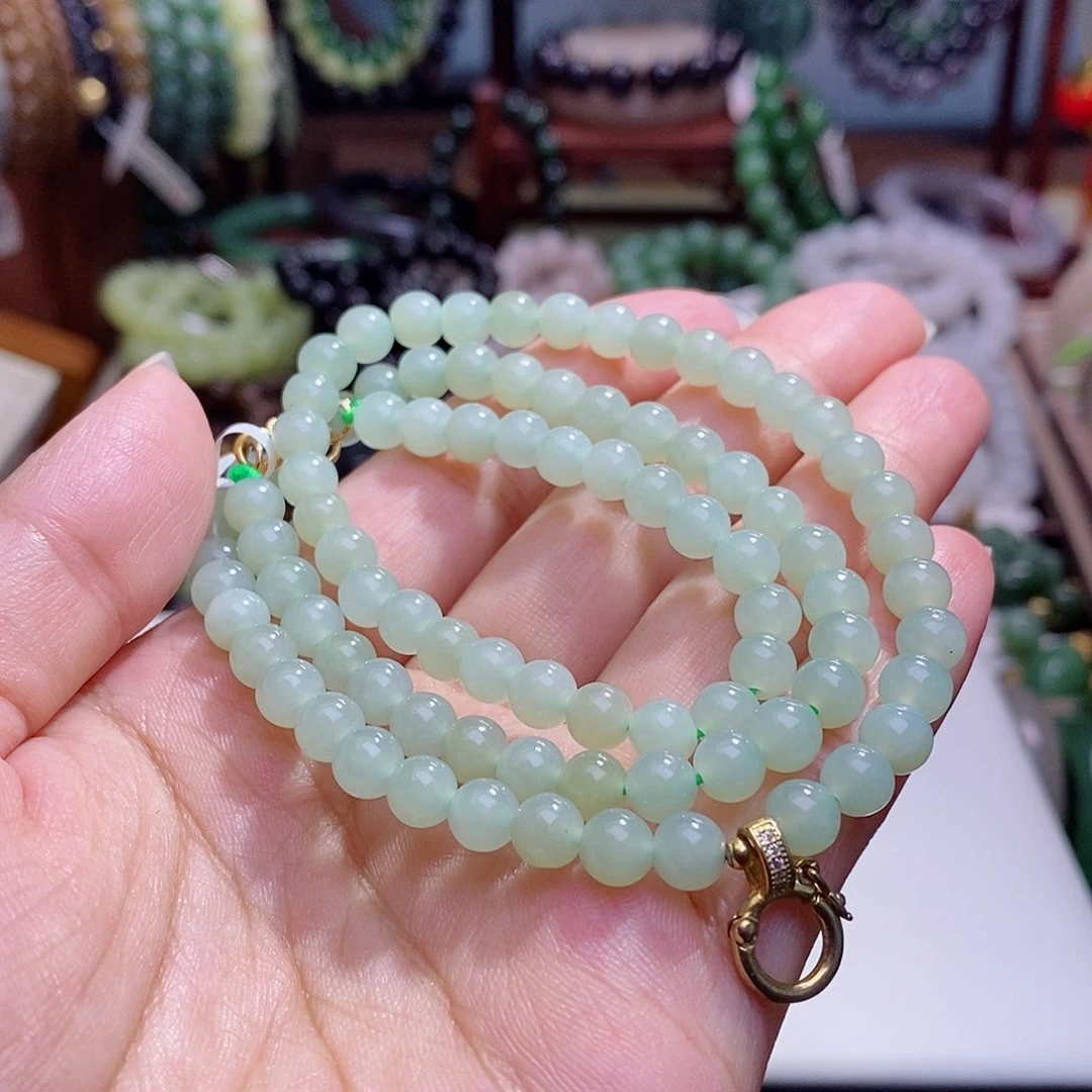 和田玉未镶嵌颈饰清货价晴水万能扣珠链6m