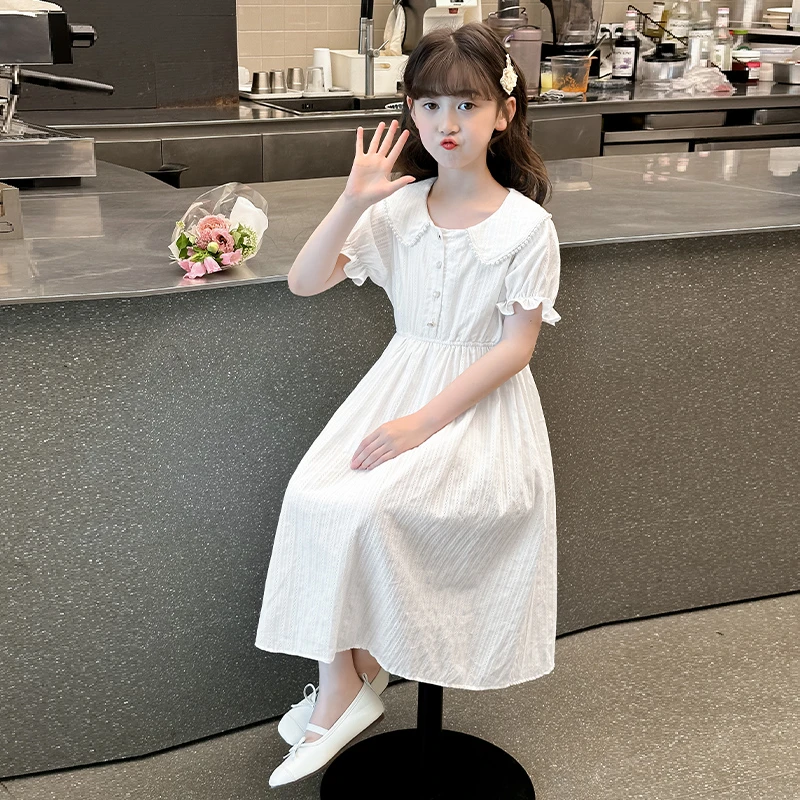 女童洋气时尚公主裙夏季娃娃领女连衣裙女宝裙子韩系夏款女孩裙子