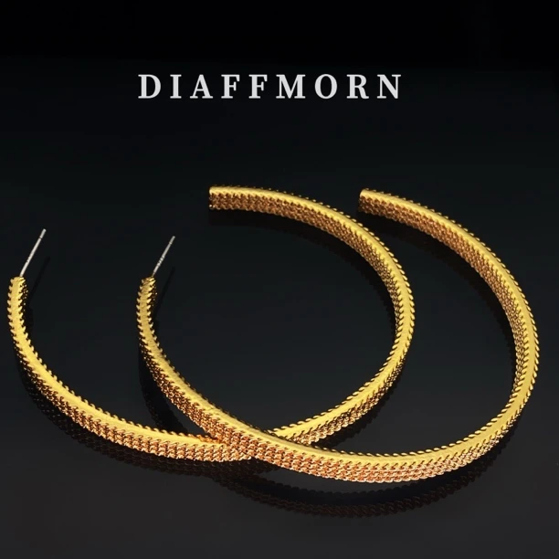 铜合金耳饰 DFM《缎纹精工》大耳圈轻奢高品质高级感气质耳环