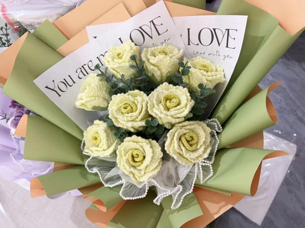 手工钩织洛神玫瑰花束同城配送可作生日礼物