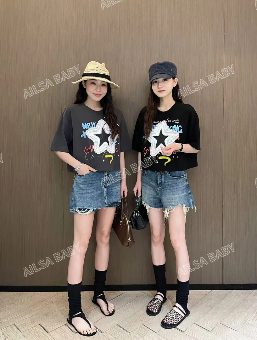 【AILSA BABY】杨幂同款蕾丝花边五角星T/60405A