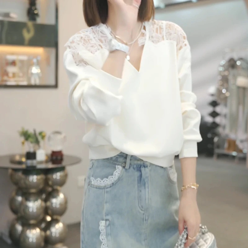 潮流气质休闲百搭蕾丝T恤女士2025春季小众独特漂亮时尚个性上衣