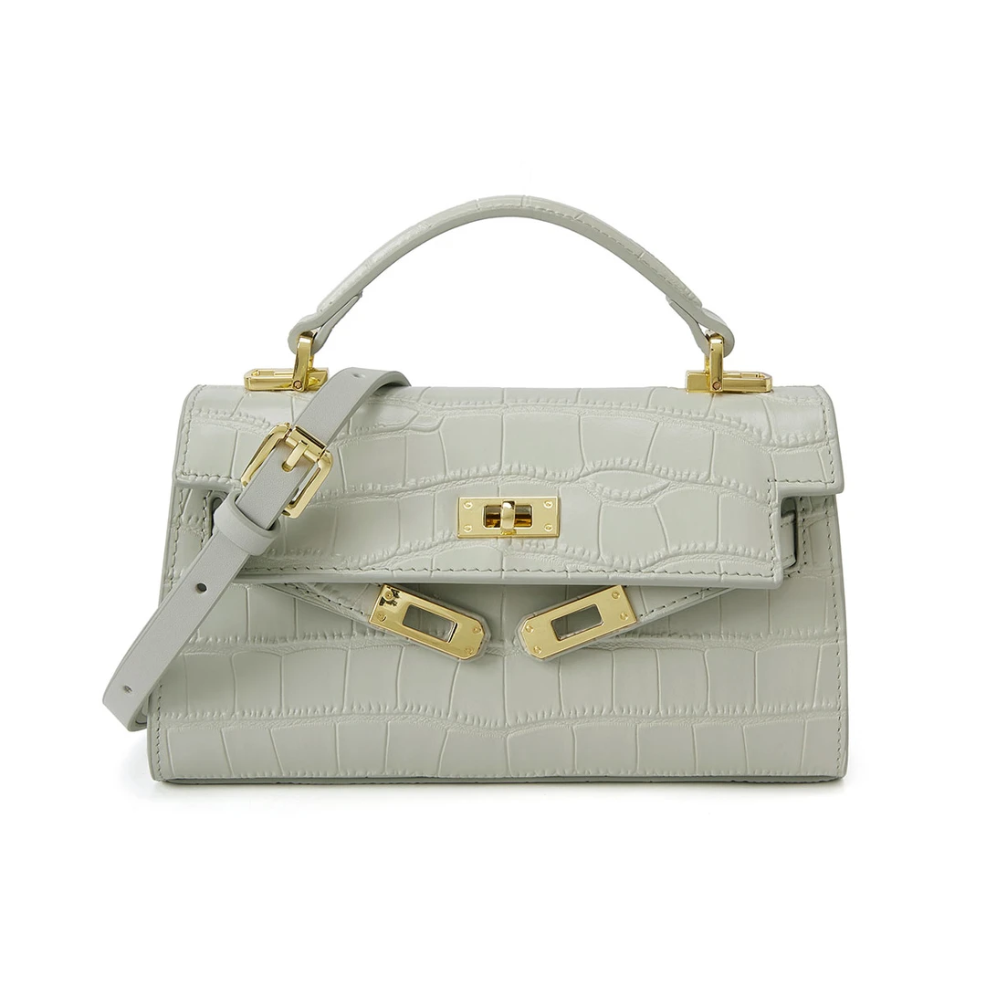 ELLE新款【凯莉】鳄鱼纹手提包凯莉方包单肩斜挎包23004