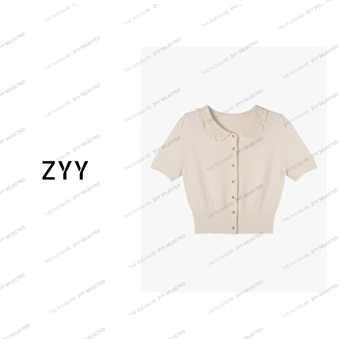 ZYY【颂歌女神】2025/S新品设计感勾花领子小开衫女X25XXS01044