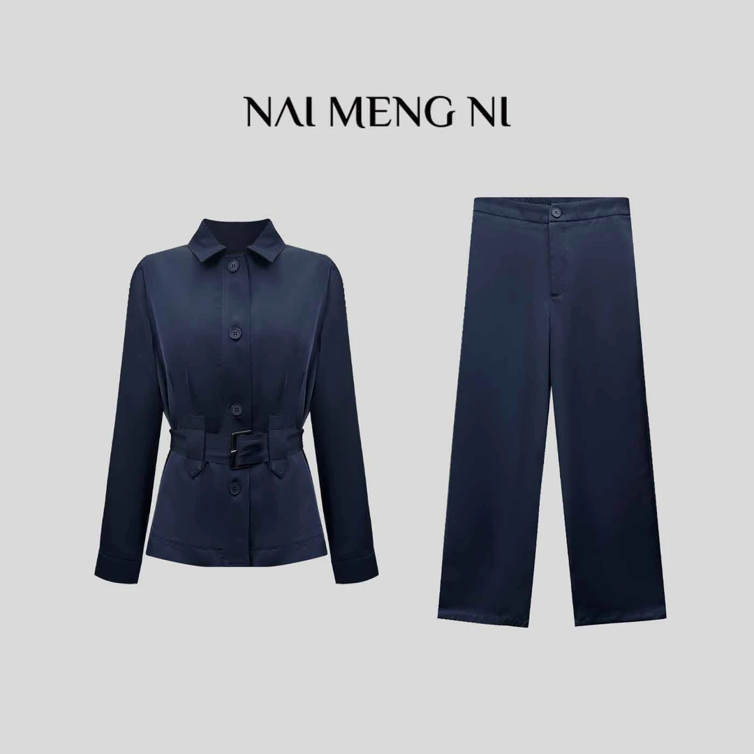 【齐齐定制】春夏流韵缎时髦气质设计师抗皱女士薄款套装 25N46589