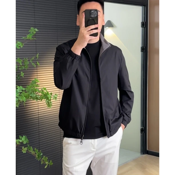 GY3306男士双面经典百搭L*P超细羊绒混纺夹克外套