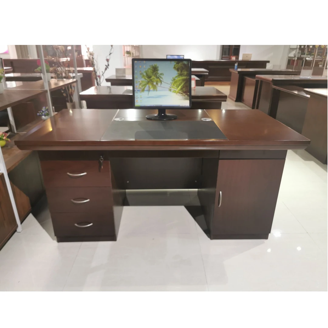 中式油漆木皮办公桌带抽屉电脑桌职员办公台