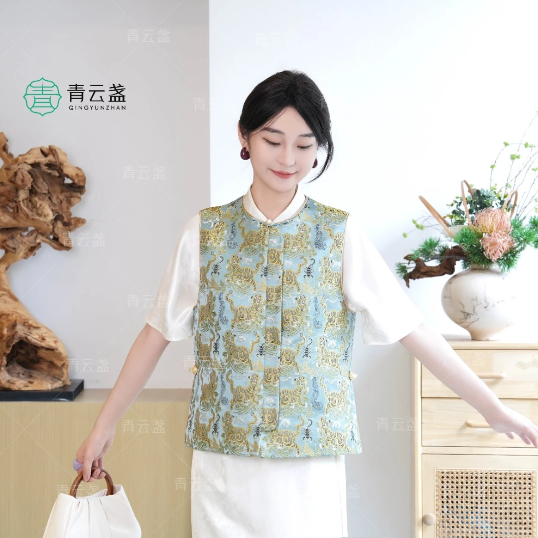 【君尚安】【虎镇五毒】云锦100桑蚕丝新中式国风马甲 24M0149