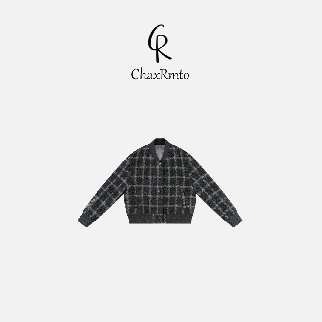 ChaxRmto 时尚设计感格子立领外套气质长袖上衣 斯斯CC1C2334