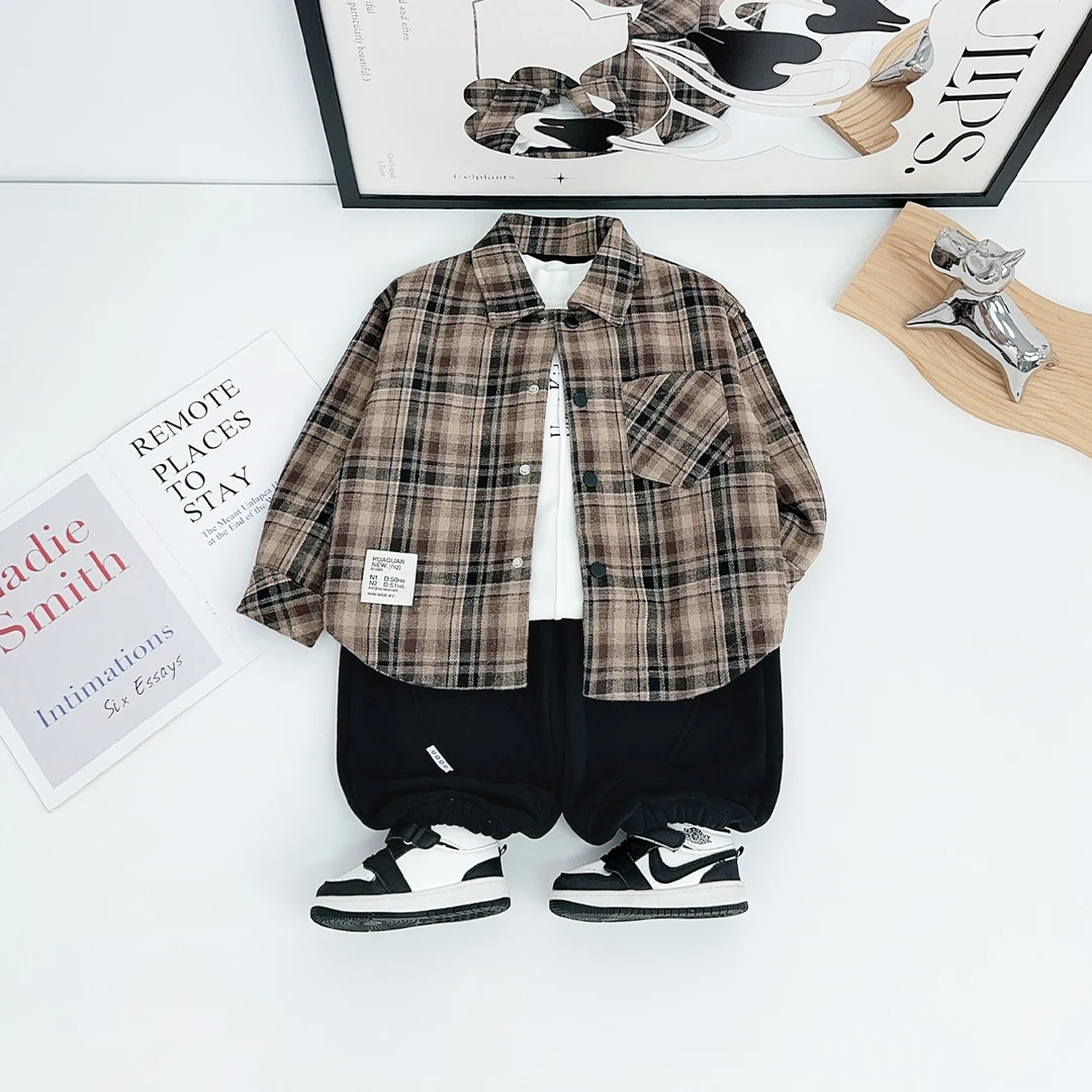 儿童衬衫长袖加绒款2025新款秋冬装男童 WG28716 悠悠童话童装