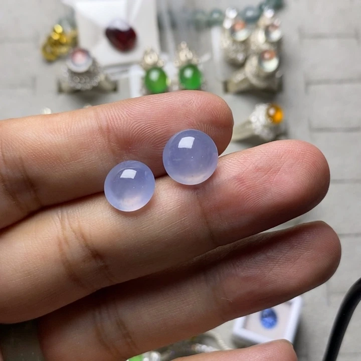 定制翡翠未镶嵌正冰紫10.7、10mm