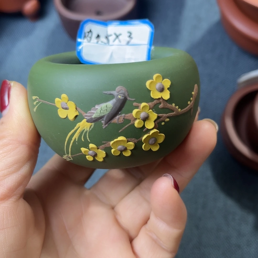 精选紫砂绿泥小圆盆