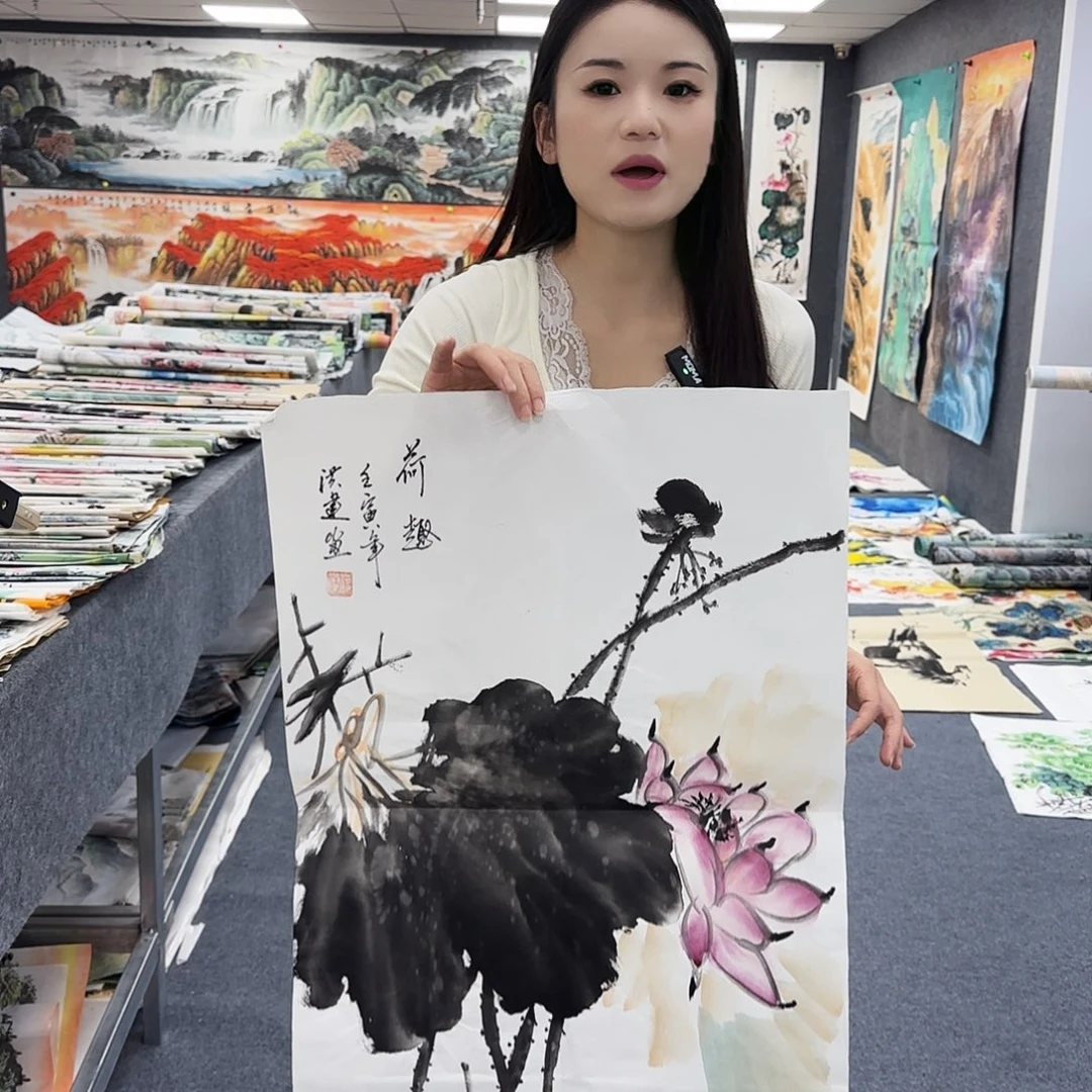 国画作品小姐姐放漏中