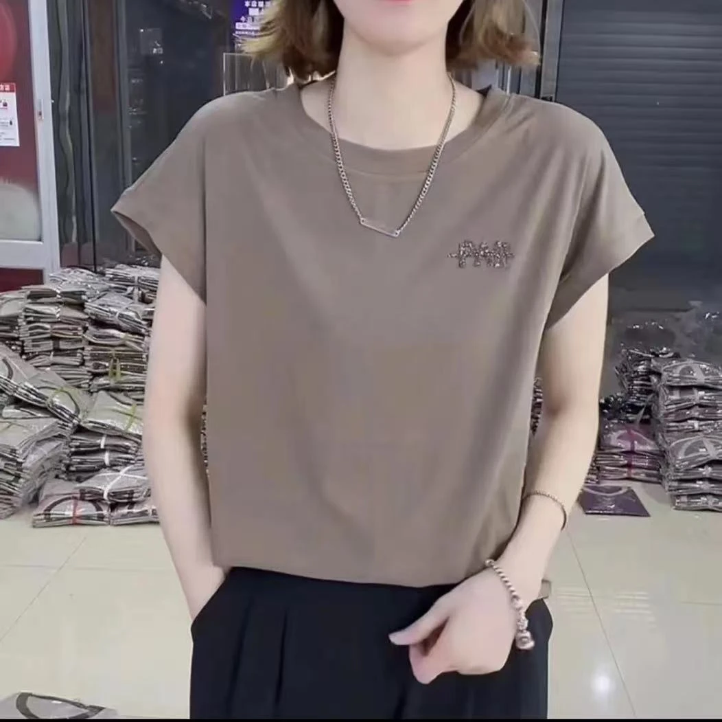 短袖薄款圆领休闲大码短外套打底纯色百搭夏季短袖宽松型半袖上衣