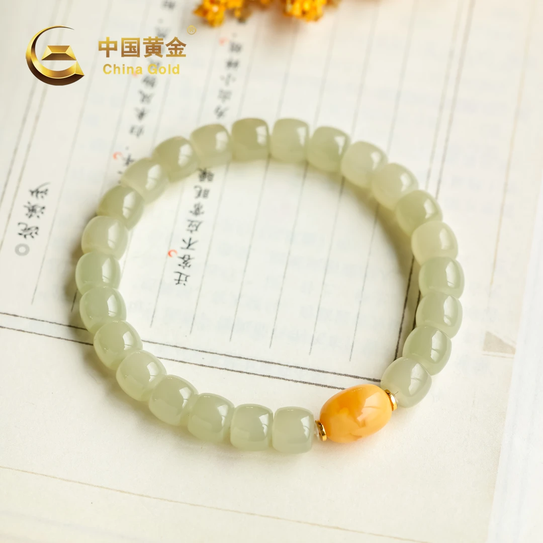 【中国黄金】滨缘 | 和田玉*手串*S925银镶嵌-S2632-Y