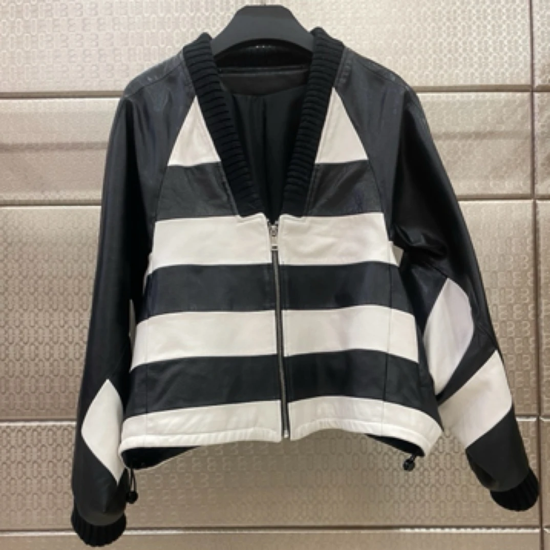 32086真皮绵羊皮女士条纹