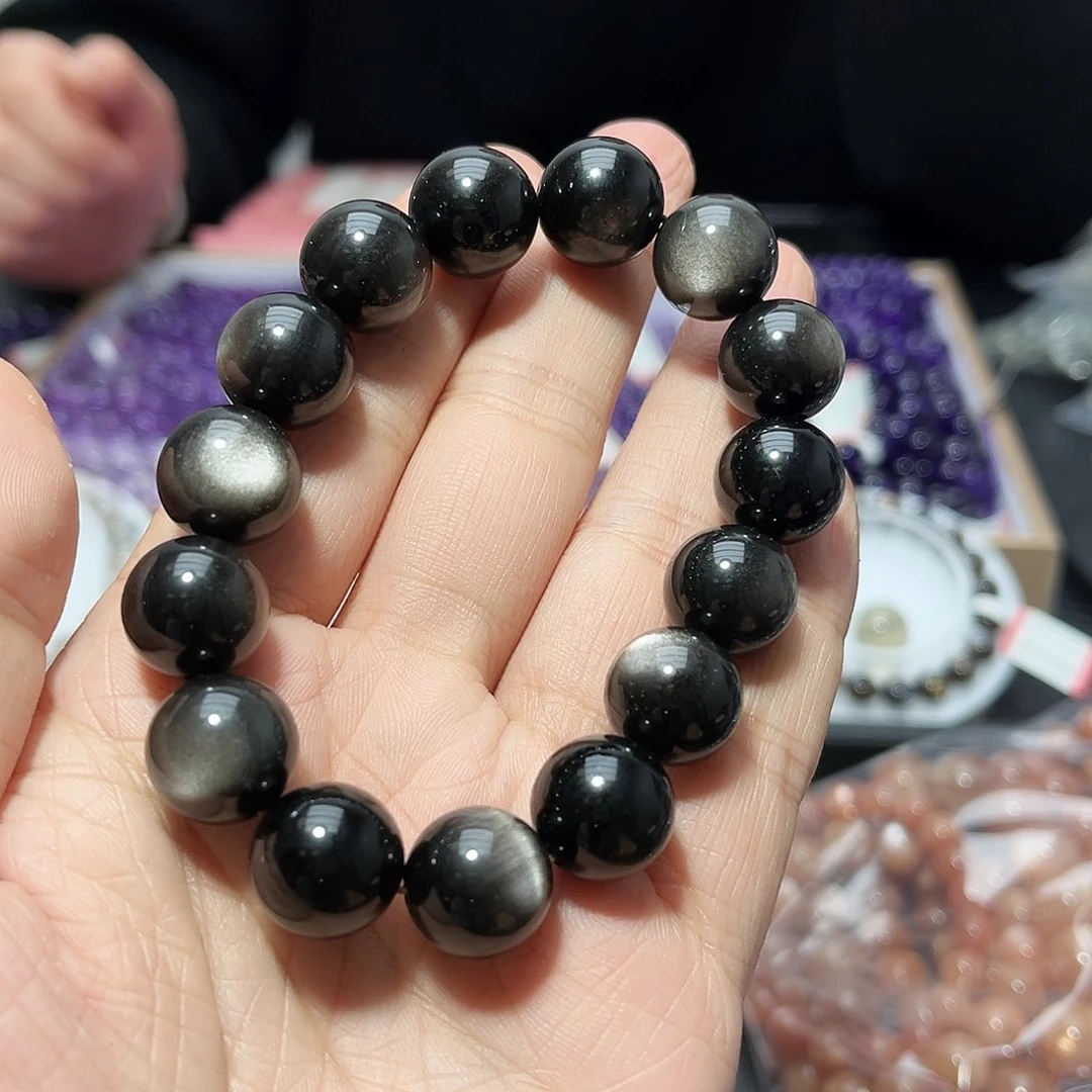 水晶手链未镶嵌给**拳银耀石14mm