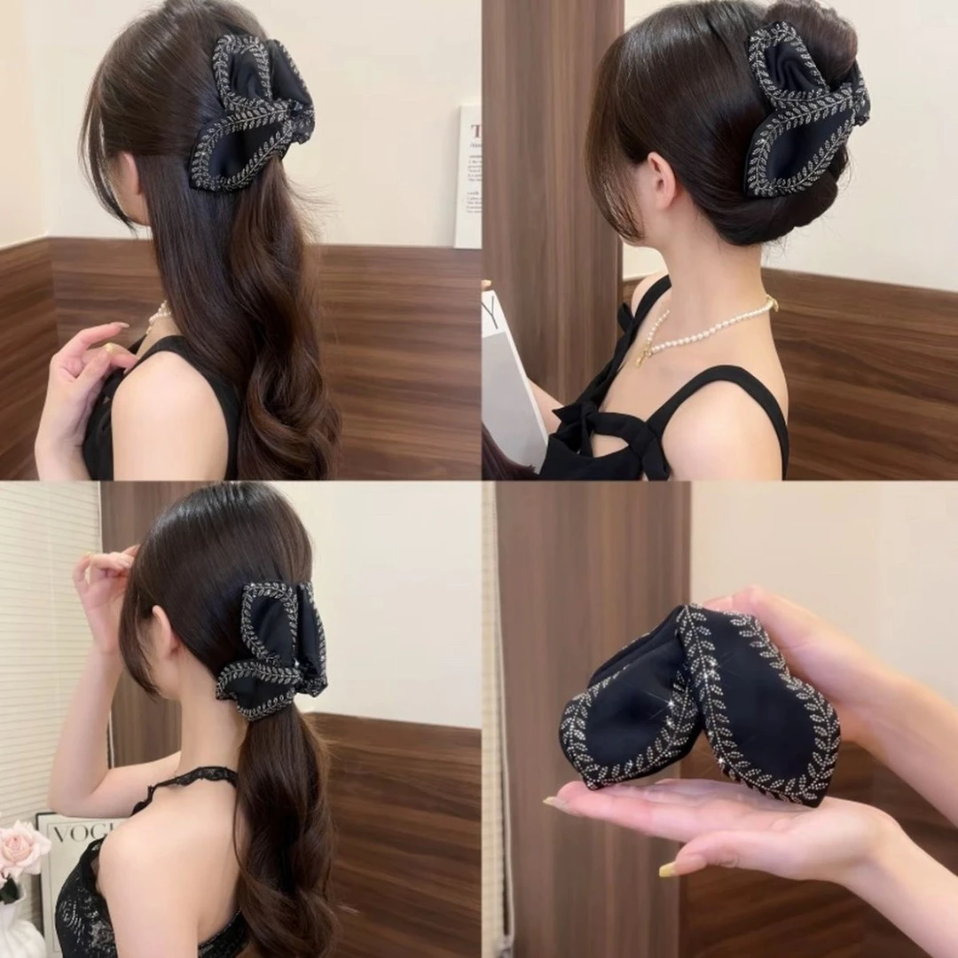 韩式设计感叶片麦穗鲨鱼夹百搭高级感发卡后脑勺发抓布艺头饰