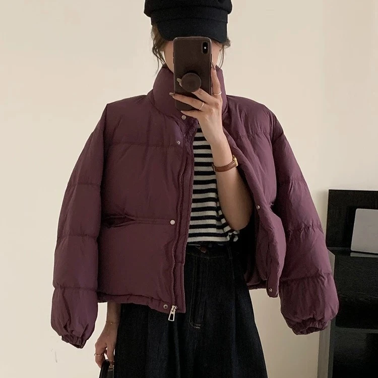 小短款羽绒服加厚立领小个子面包服外套1