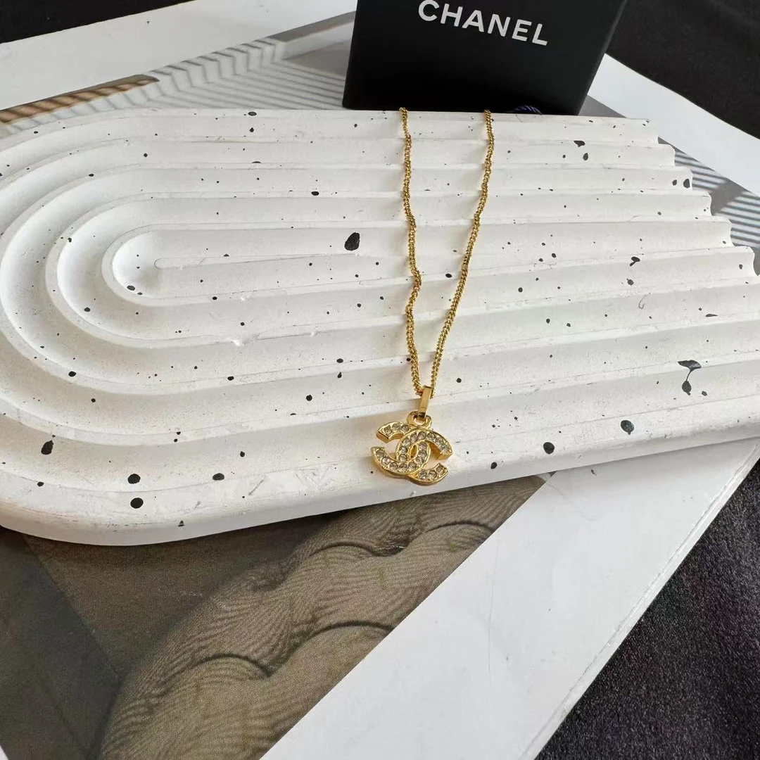 95新 Chanel/香奈儿 Chanel 金色 中古双C镶钻项链/636822195