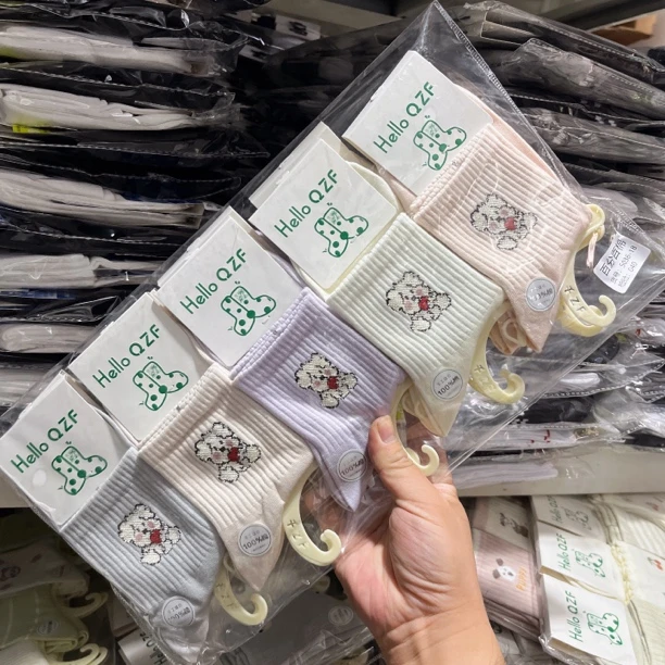 【10双装】千足纺女士秋款运动中平面袜潮流时尚百搭款式学生款式