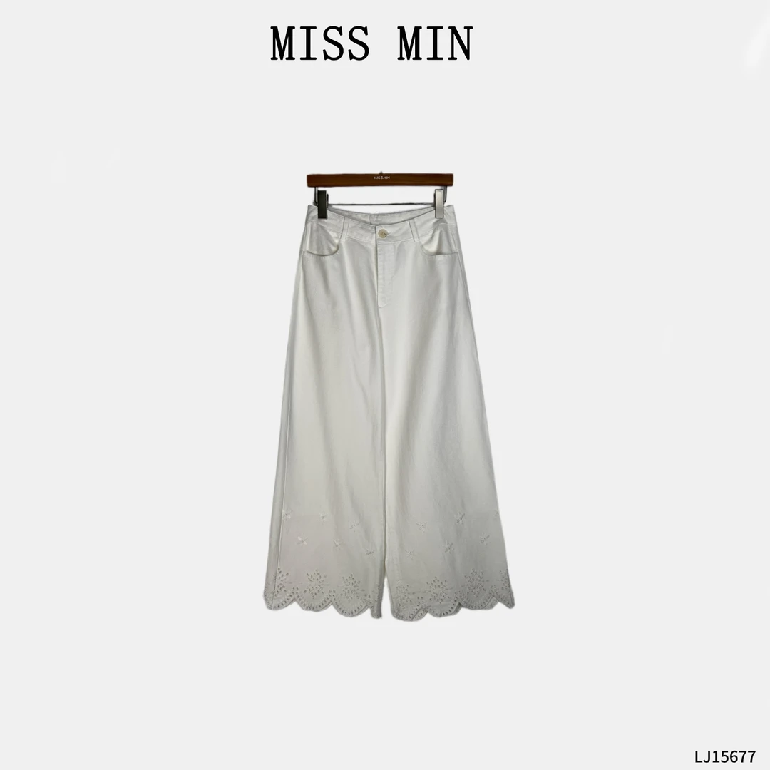 MISS MIN【提花裤】复古镂空刺绣洋气衣服女休闲百搭显瘦裤 LJ15677