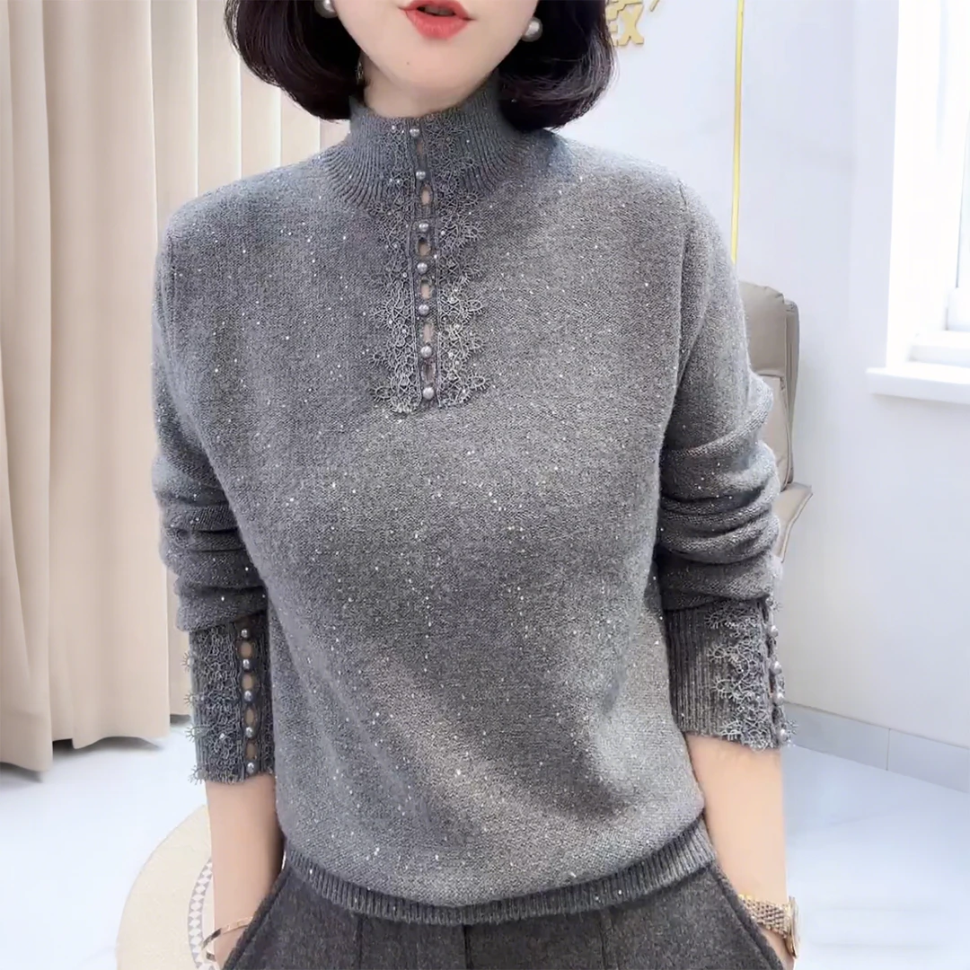 超好看镂空亮片毛衣针织衫女秋冬季新款高级时尚独特漂亮打底上衣