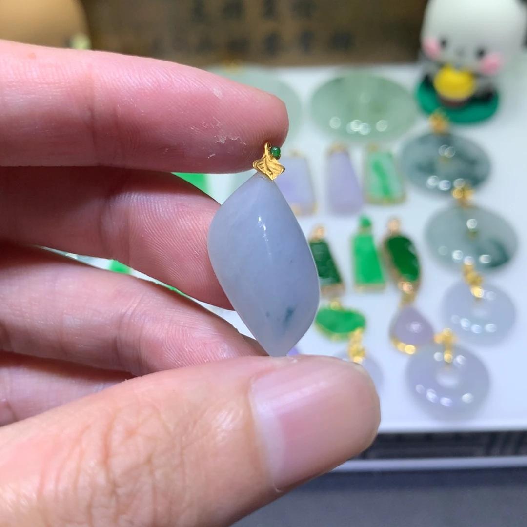 翡翠18K金镶嵌吊坠(不含链)