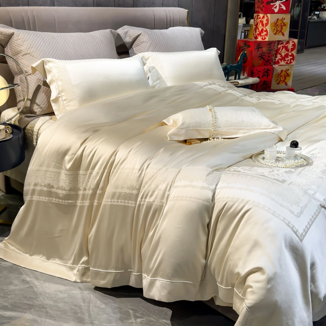 CEO【棠溪】私人订制重磅含真丝轻奢色织提花床上用品四件套