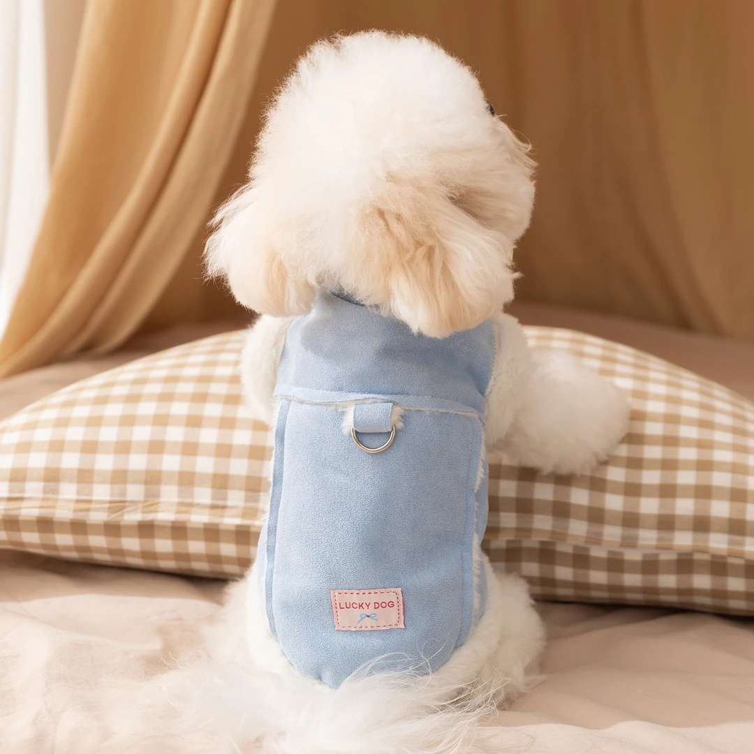 狗狗衣服秋冬季加绒加厚保暖麂皮绒比熊中小型犬猫咪两脚宠物服饰