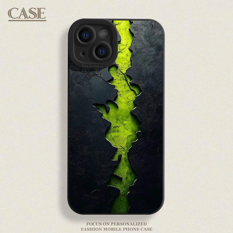 绿色岩浆适用16promax苹果15手机壳iPhone14新款13全包xs小众创意