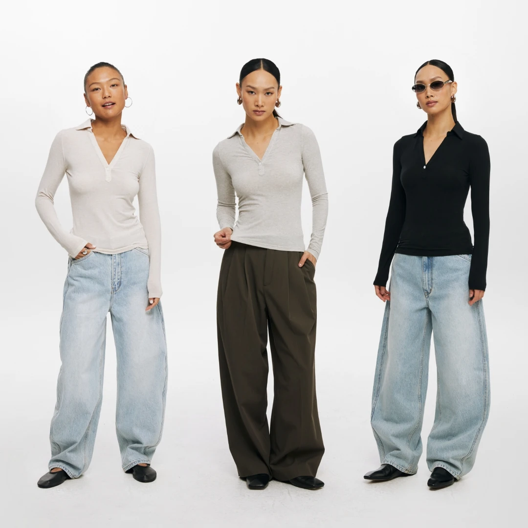 Oneup苎麻V领翻领修身长袖Polo春季长袖复古内搭休闲运动风长款