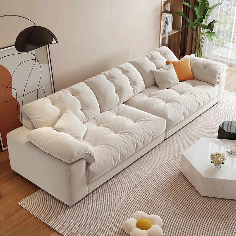 意式轻奢奶油风布艺沙发客厅小户型简约直排云朵沙发上新款沙发