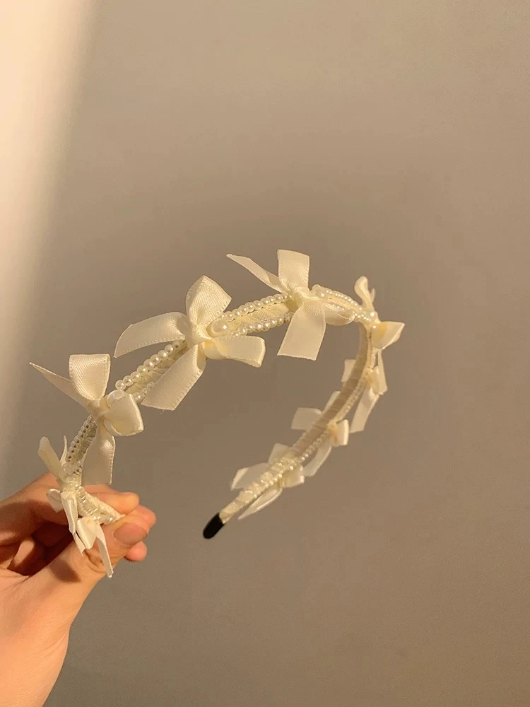 超仙法式奶油白色蝴蝶结发箍少女高级感森系甜美发卡头箍发饰2466