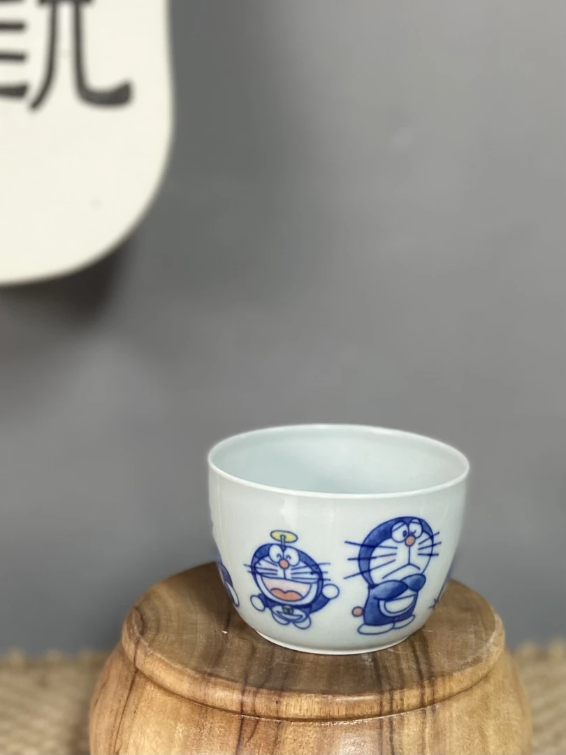 几道家珍哆啦A梦圆融杯110cc景德镇全手工陶瓷手绘茶杯瓷杯