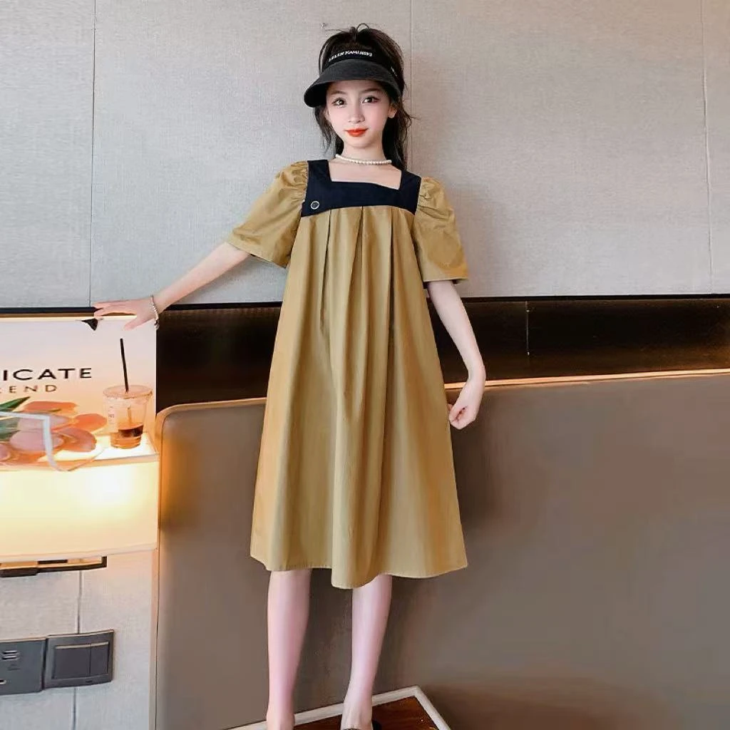 502235   韩版新款春款女童休闲舒适时尚洋气日常修身棉布连衣裙