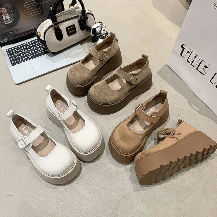 春秋厚底日系玛丽珍增高浅口单鞋2025百搭小个子全包勃肯一字带