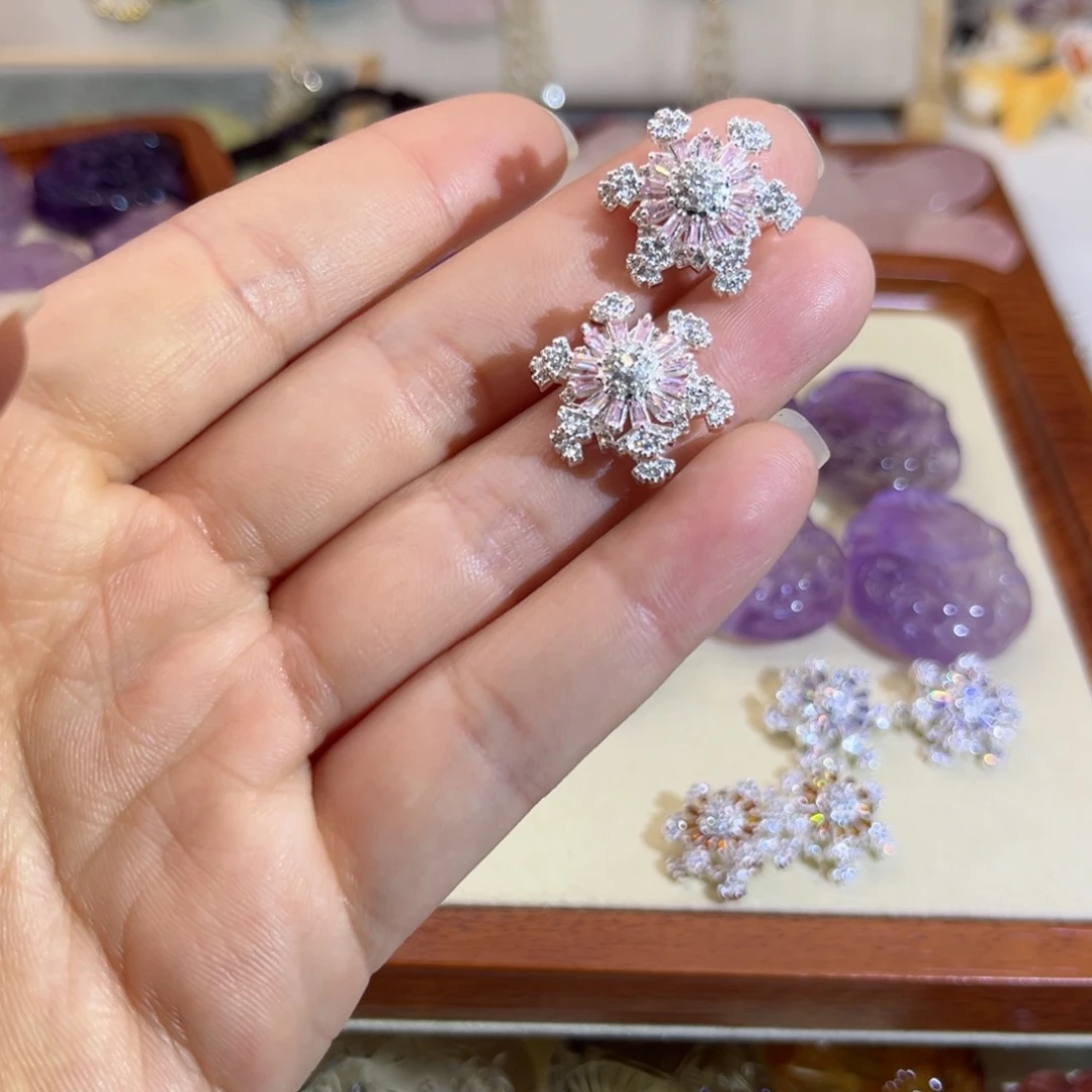 水晶颈饰未镶嵌粉雪花配件