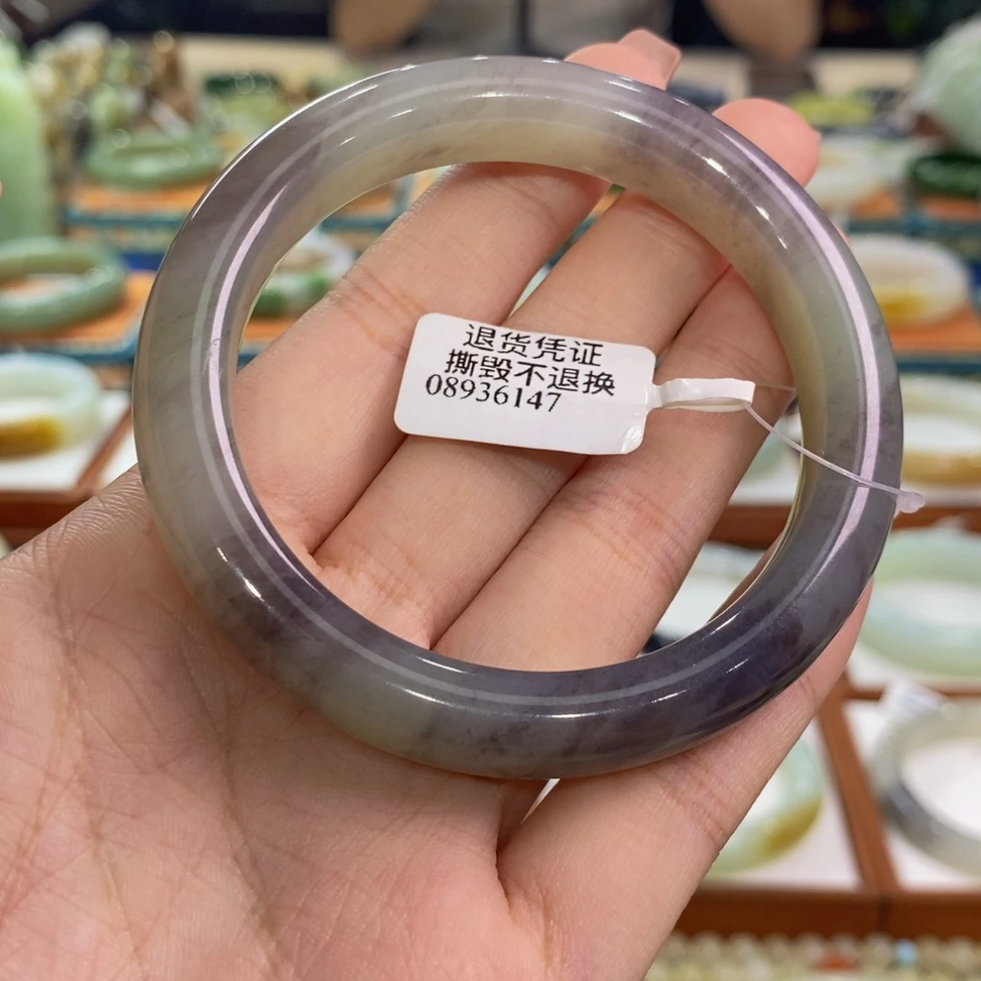 未镶嵌手镯和田玉青海意境烟紫紫晴双色56/57