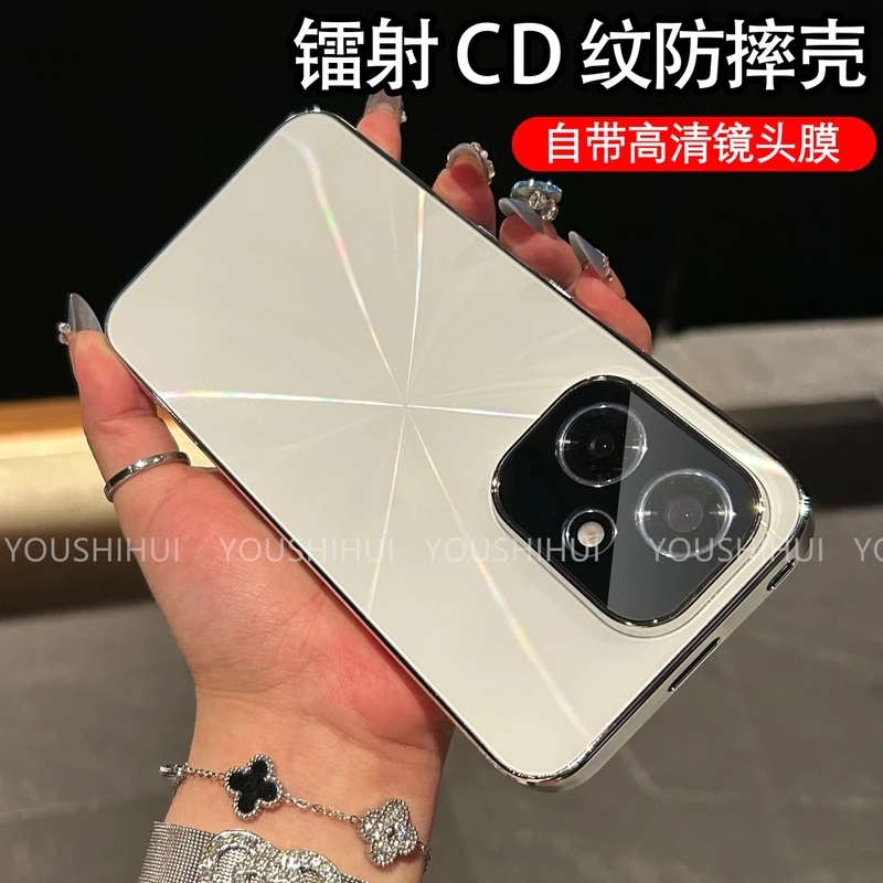 适用荣耀400/400proCD纹镭射电镀防滑条镜头全包手机壳保护防摔