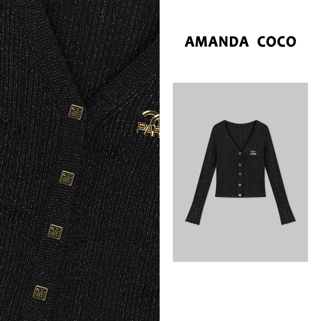 法式浪漫~高定烫钻气质显瘦毛衣