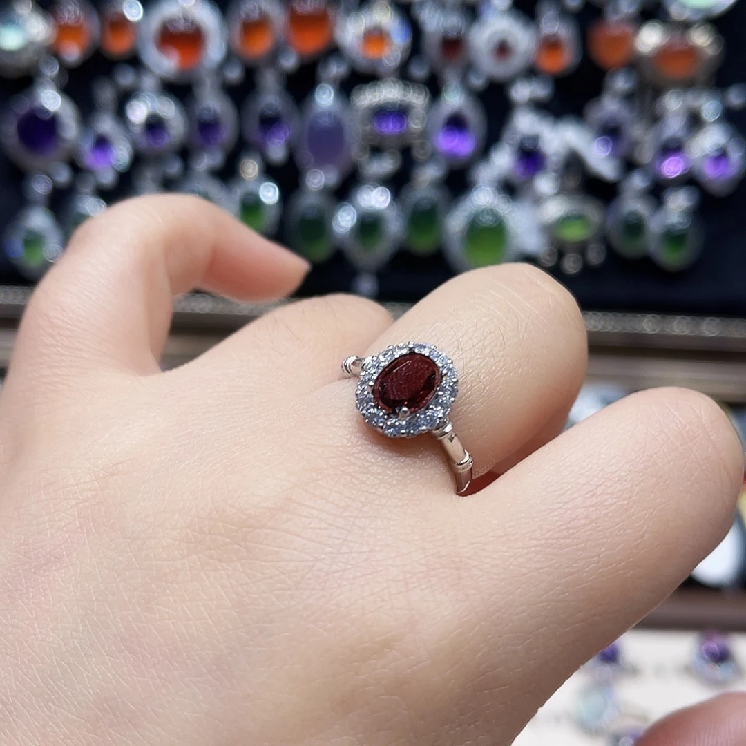 蛇纹石玉银S925镶嵌戒指